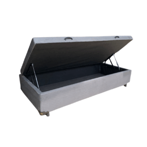 Cama Box Baú Solteiro Suede Cinza Com Pistão A Gás - Estrutura Reforçada - Suíte Imperial