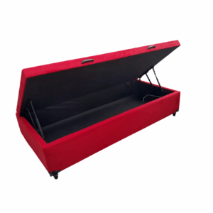 Cama Box Baú Solteiro Suede Vermelho – Com Pistão A Gás