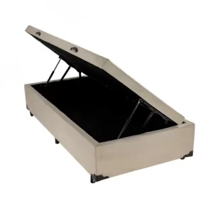 Cama Box Baú Solteirão King Suede Bege
