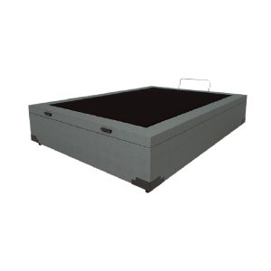 Cama Box Baú Casal Sintético Cinza Com Pistão A Gás