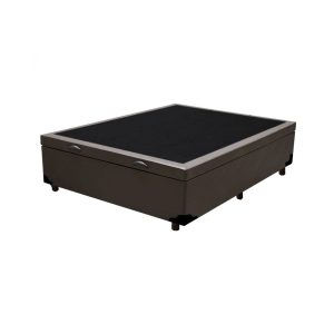 Cama Box Baú Casal Sintético Marrom Com Pistão A Gás