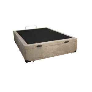 Cama Box Baú Casal Suede Bege Com Pistão A Gás