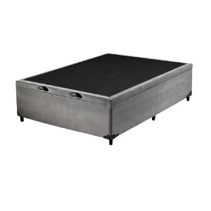 Cama Box Baú Casal Suede Cinza Com Pistão A Gás