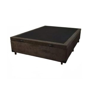 Cama Box Baú Casal Suede Marrom Com Pistão A Gás