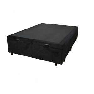 Cama Box Baú Casal Suede Preto Com Pistão A Gás
