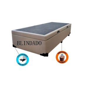 Cama Box Baú Solteirão King Blindado Sintético Bege