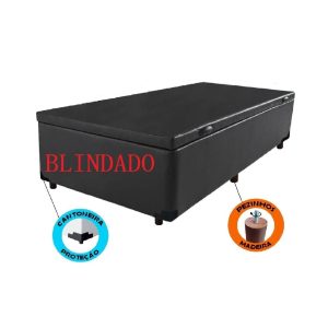 Cama Box Baú Solteirão King Blindado Sintético Preto