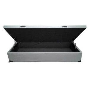 Cama Box Baú Solteiro Sintético Cinza – Com Pistão A Gás