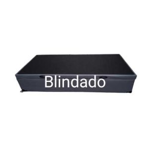 Cama Box Baú Solteirão King Blindado Sintético Cinza