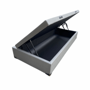 Cama Box Baú Solteiro Linhão Cinza – Estrutura Reforçada – Com Pistão A Gás