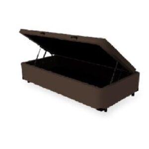 Cama Box Baú Solteiro Linhão Marrom – Estrutura Reforçada – Com Pistão A Gás