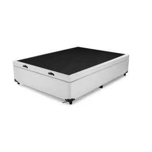 Cama Box Baú Casal Linhão Branco Com Pistão A Gás