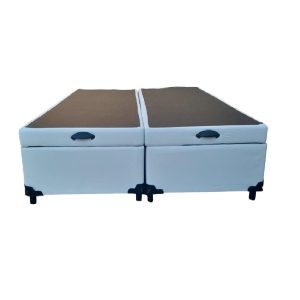 Cama Box Baú Casal Bipartido Linhão Branco Com Pistão A Gás